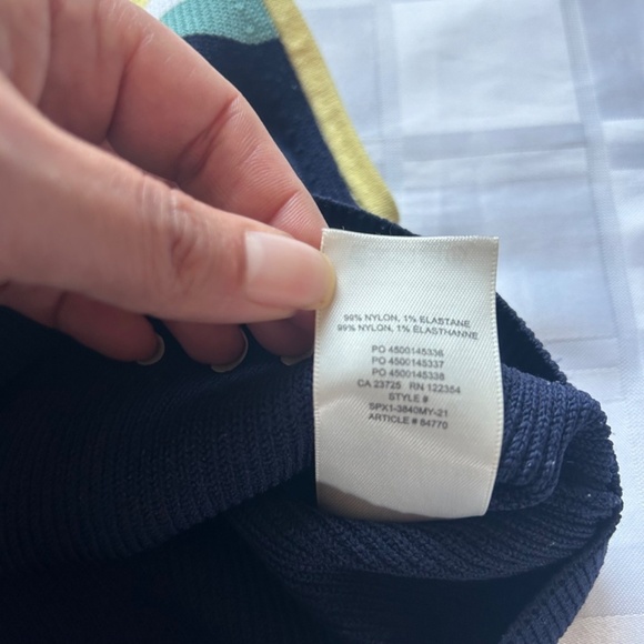 Babaton (Aritzia) Yellow & Blue Mock Neck Sculpt Knit Tank Top - Picture 8 of 11